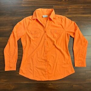 Columbia Omni-Shade Long Sleeve Orange Button Down Shirt, L